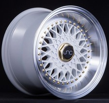 Jnc 004s White Machined Lip Gold Rivets 18x9.5 5x1005x114.3 30 Wheelrim