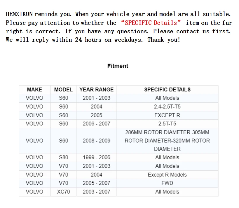Pastillas de freno delanteras de cerámica para Volvo S60 S80 V70 XC70 2001 2002 2003 2004 - 2006 Foto 2 de 4