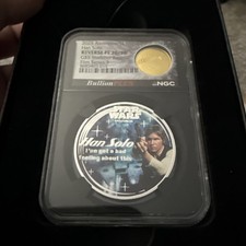 2025 Bullion Plus Film Series 3 Han Solo 1 Oz Silver Starkiller Base 1/10 Gold 1400.00 per troy oz
