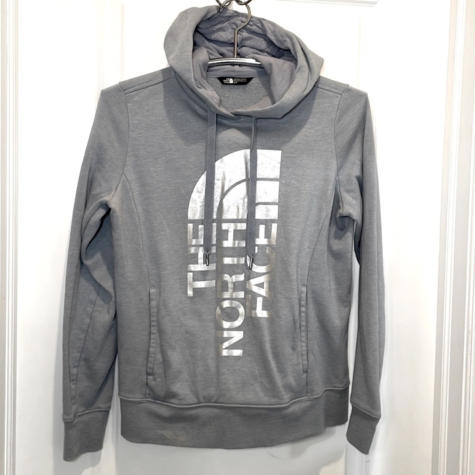 Women’s THE NORTH FACE Gray Blue Hoodie with Silver Logo - Size SP