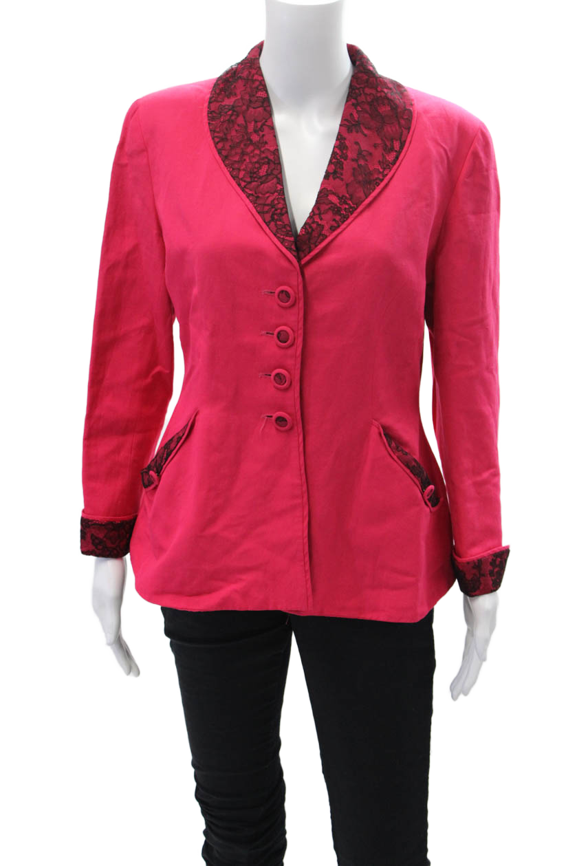 Giacca donna Yves Saint Laurent maniche lunghe foderata quattro bottoni rossa taglia 40