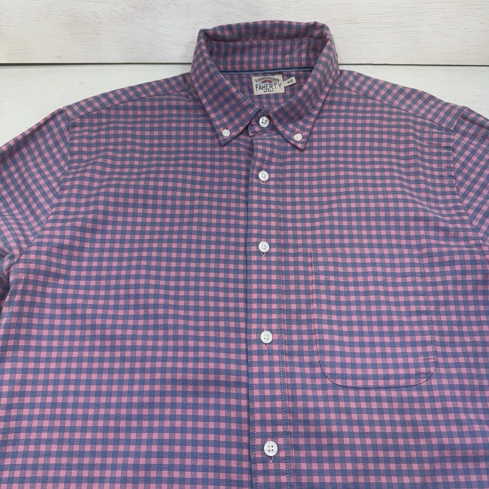 Camisa Faherty Hombre Mediana Azul Rosa Guinga Oxford Abotonada Manga Larga Foto 4 de 4
