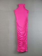 Superdown Women Dress M Hot Pink Bodycon Mallory High Neck Sleeveless Ruched