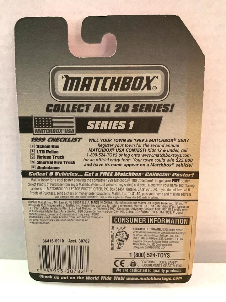 Matchbox FORD LTD POLICE CAR - 1999 #2 Matchbox USA Series - Ridge, NY (READ!) - Image 3 of 3