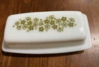 Vintage 70's Pyrex Green Spring Blossom Crazy Daisy 7 inch Butter Dish- USA