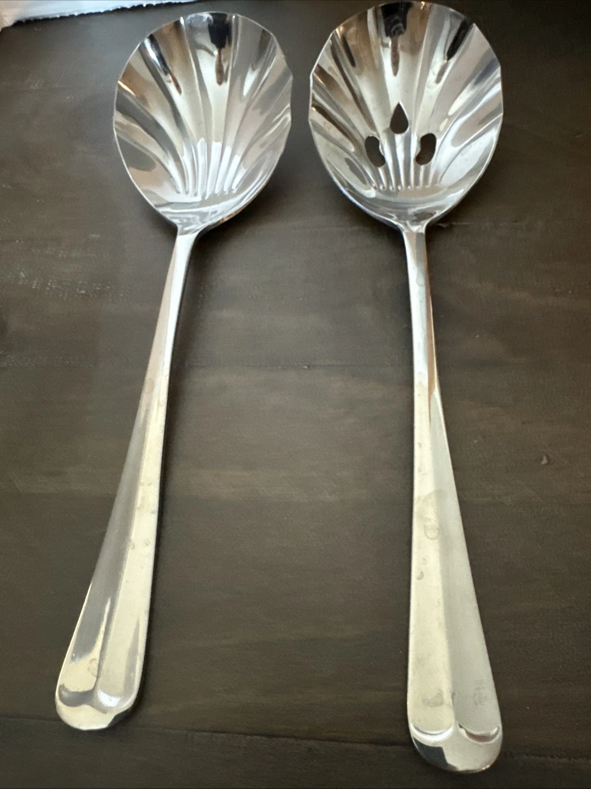 Excel Stainless Korea Brookfield Shell Casserole Spoons Glossy Center Ridge (2)