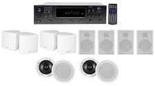 Technical Pro 6-Zone Home Theater Receiver White Cube Wall 8" Ceiling Speakers