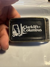 VINTAGE Clarklift Of Columbus Belt Buckle Leather Insert Fast Free Shipping