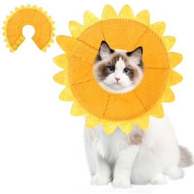  POPETPOP Abnehmbares weiches Haustier Elizabeth Sunflower Shape Neck Collar für