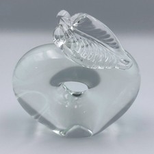 Exbor Czech Heart Leaf Art Glass Paperweight Sculptor 4"