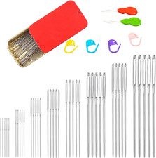 46 PCS Large-Eye Blunt Needles Kit, 8 Sizes Stainless Steel Yarn Knitting Sewing