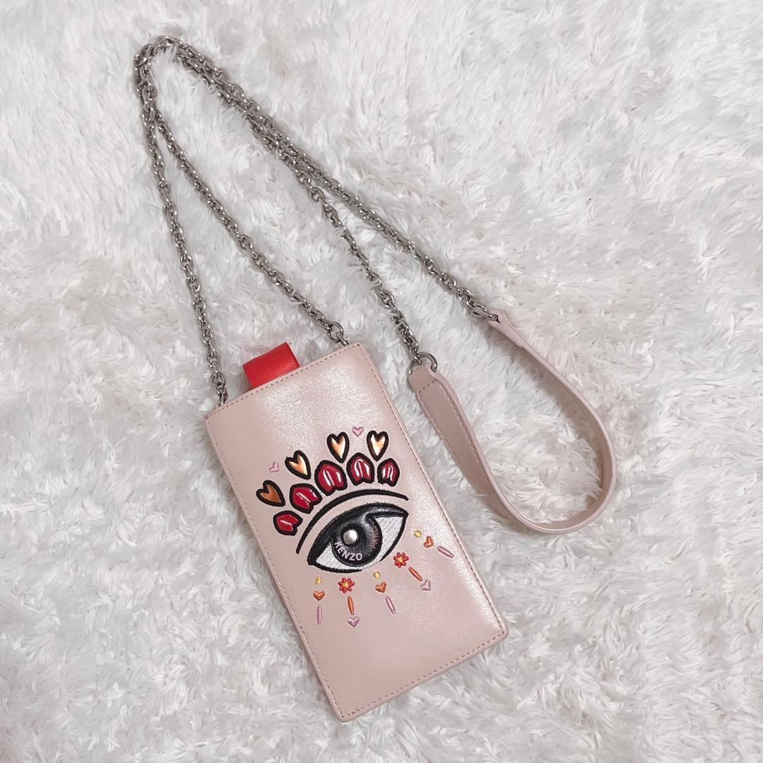 Kenzo Smartphone Shoulder Bag Case Chain Eye Motif Heart Limited