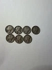 7 Mercury Silver Dimes - 90% Silver
