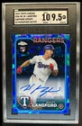 2024 Topps Chrome Update Sapphire Wyatt Langford Auto RC #65/199 Rangers SGC 9.5