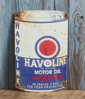 Vintage Havoline Motor Oil Die-cut Can Porcelain Metal Sign