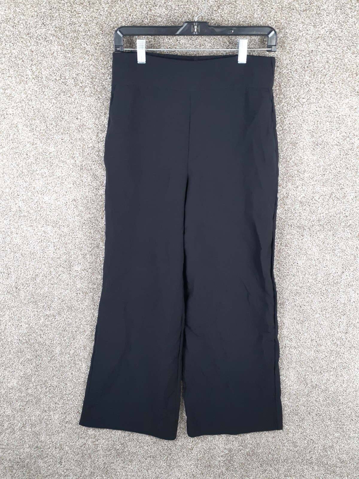 Nine West Wide Leg Pull On Dress Pants Womens M Black High Rise Pockets Career