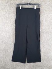 Nine West Wide Leg Pull On Dress Pants Womens M Black High Rise Pockets Career