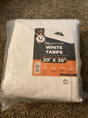 TARPEX - 12 Mil White Extra Heavy Duty Poly Tarp 20x30