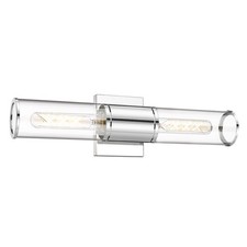 2-Light Chrome Bathroom Vanity Light Fixtures, Clear Glass Shade