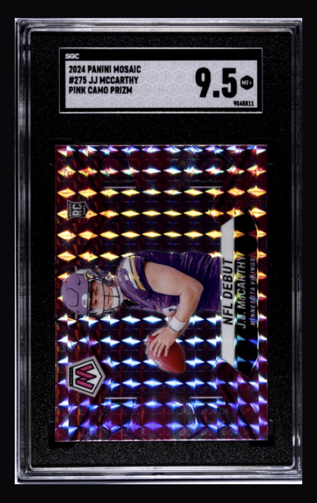 2024 Panini Mosaic JJ McCarthy #275 Pink Camo Prizm Rookie RC SGC 9.5