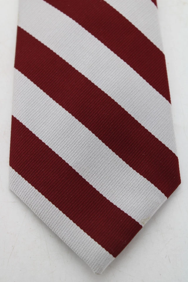 Corbata Brooks Brothers Vintage Niños Poliéster Plateada y Borgoña Rayas 48" Foto 2 de 4