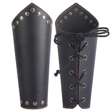 Leather Arm Guards Archery Medieval Leather Bracers Gauntlets Wristband Arm A...