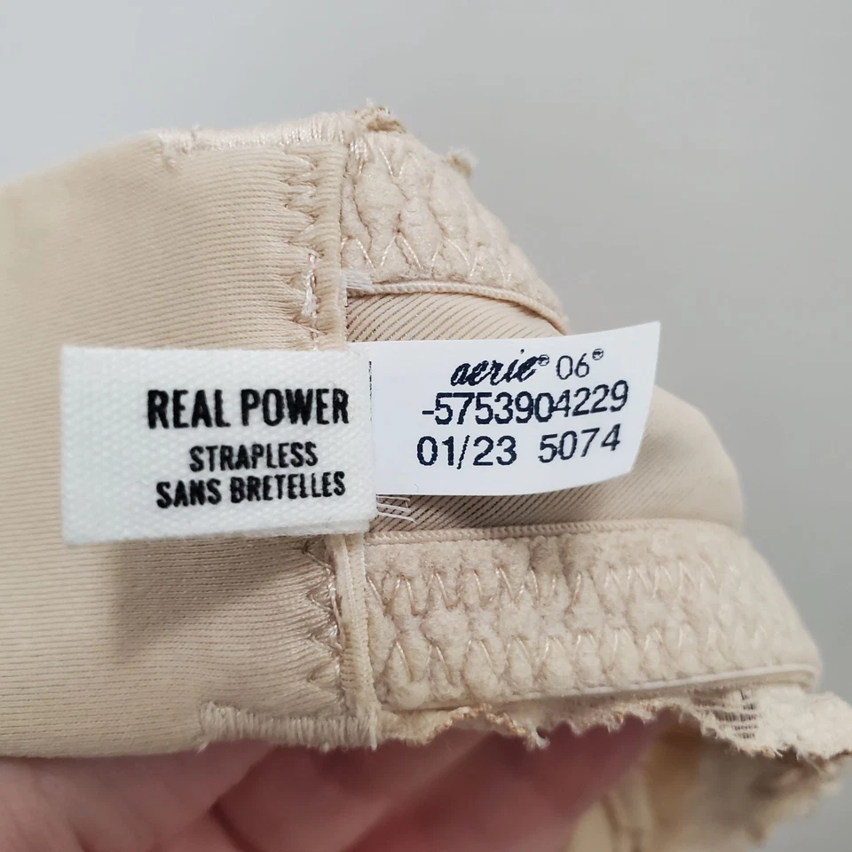 Aerie Strapless Beige Cream Eyelet Lace Underwire Bandeau Bra Size 38B - Image 4 of 4