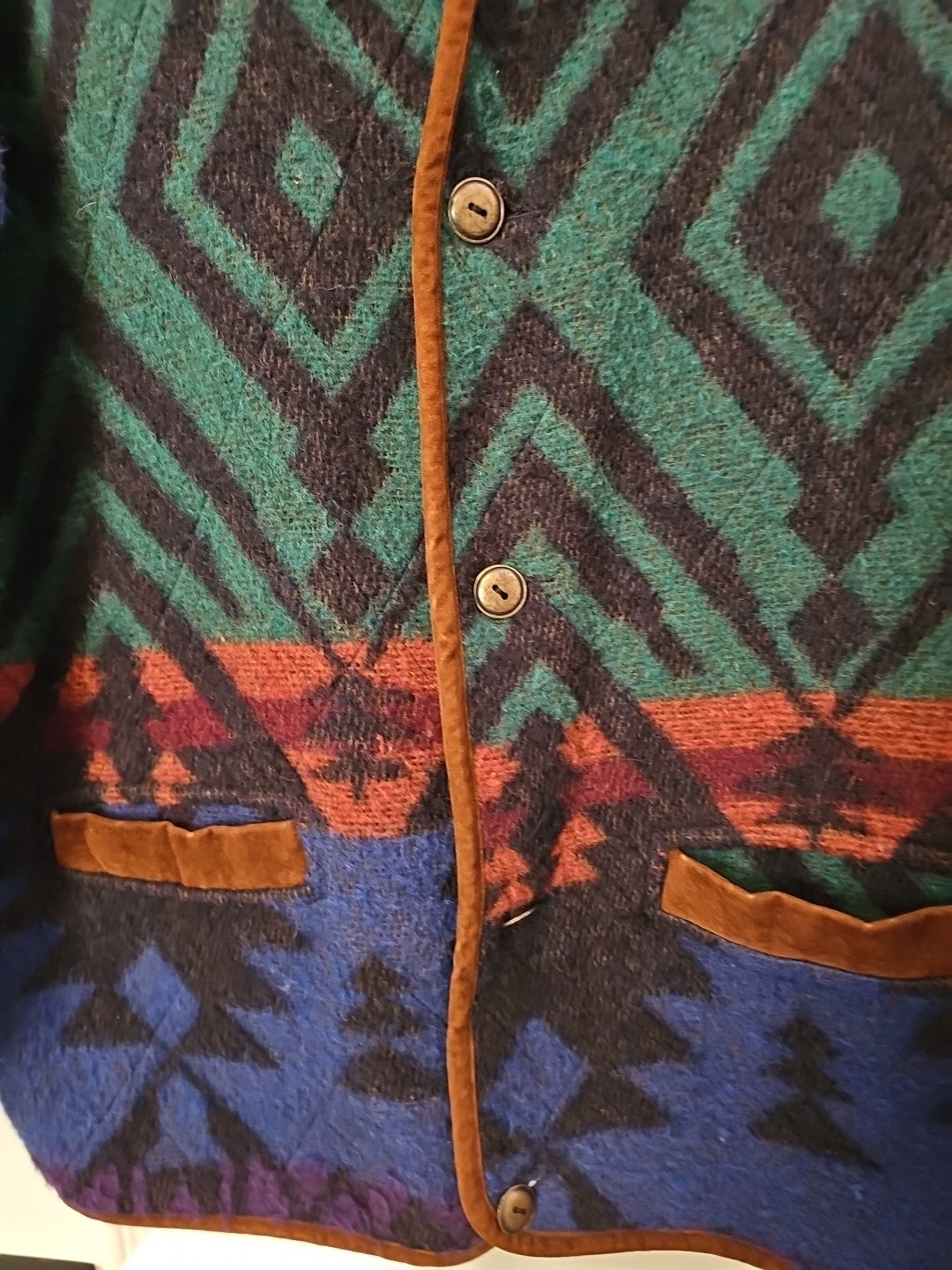 Vntg 80s Fox Run Navajo Western Print Jacket Mismatched Buttons Vntg Small