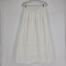 Womens 100 Cotton Eyelet Maxi Skirt Small Minimalist Summer Capsule Fairy White