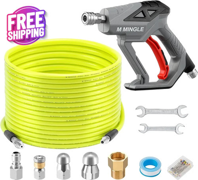 #ad Sewer Jetter Kit for Pressure Washer 100 FT Drain Cleaner Hose with Power Washe $71.99