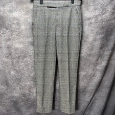 Polo Ralph Lauren Wool Glen Plaid Trouser Dress Pants Womens 2 Gray Straight Leg