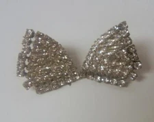 Vintage Silver Tone Clear Rhinestone Shoe Clips Buckles Rare