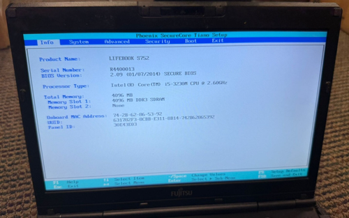 Lot of 2 Fujitsu LifeBook S752 Core i5-3230M 4GB RAM NO HDD NO OS Boots to Bios