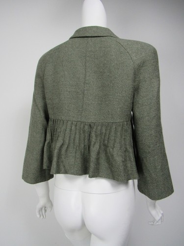 ARMANI COLLEZIONI Sage Green Wool Tweed Pintuck Swing Jacket sz 6 - Picture 3 of 4