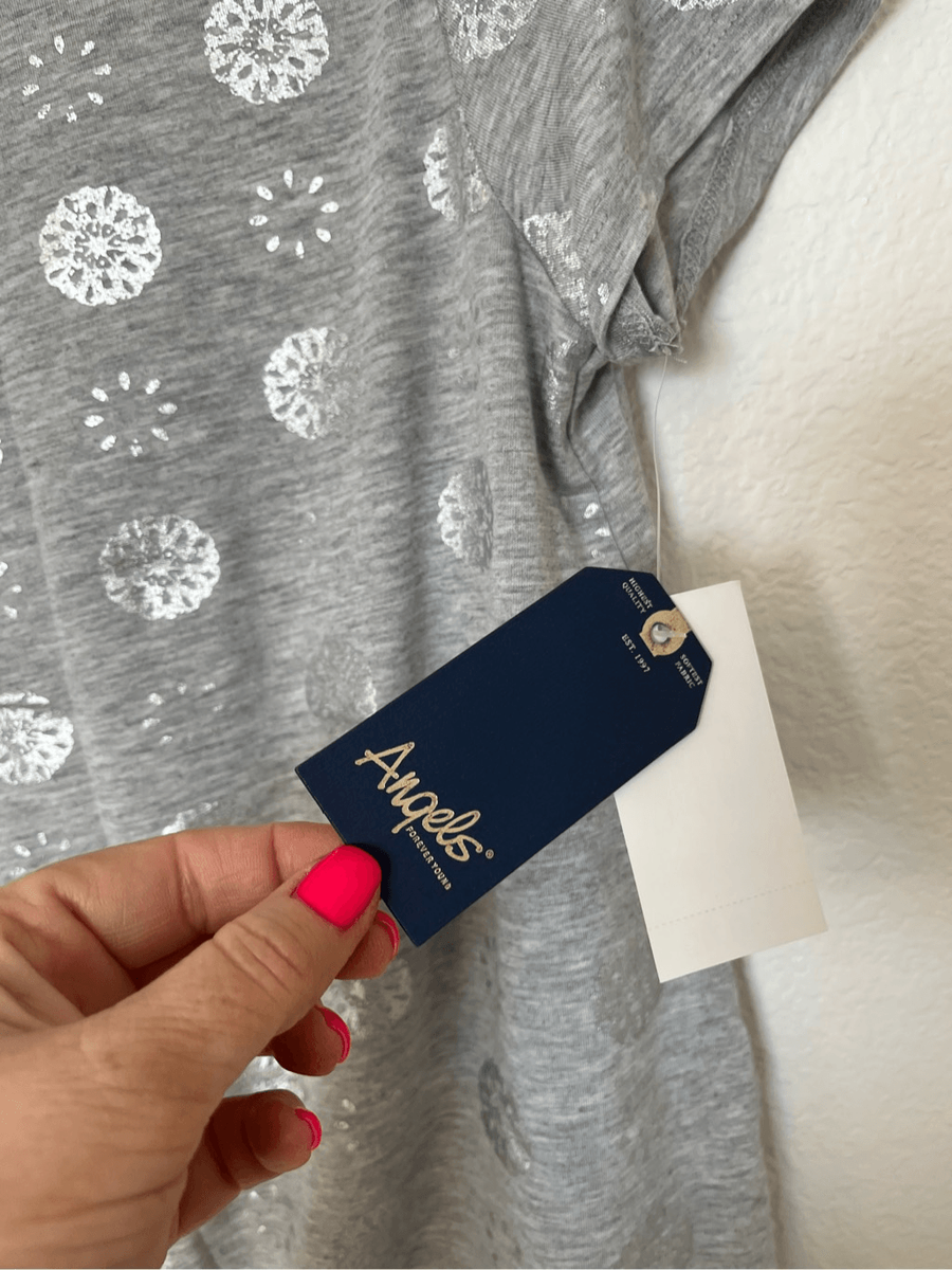 Grey and Silver Tee with Front Knot Twist NEW | eBay