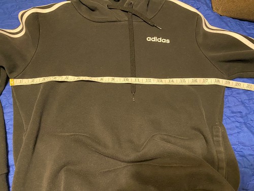 Adidas Stripe Pullover Hoodie Black with White Stripe Small Girls Youth EUC - Picture 3 of 5