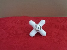Vintage White Ceramic Brass Cold Water Faucet Handle Knob Fixture