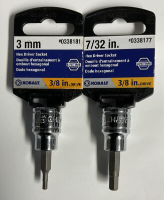 ピース Lot of 2* KOBALT (3mm & 7/32”) 3/8” Drive - “NEW” | eBay