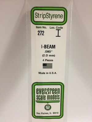 Evergreen EV0272 Profile Section I 350mm Height 2mm (4pcs) Modeling