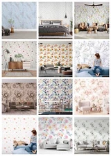 3D Floral Leaves Pattern Self-adhesive Wallpaper Removable Wallpaper Wall Mural