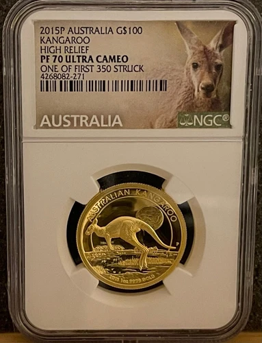 2015 P Australia .9999 Gold $100 Kangaroo 1 Oz High Relief NGC PF70 Ultra Cameo