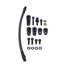 Black Aluminum Steam Vent Kit w/ Braided Stainless Steel Hose for GM LS