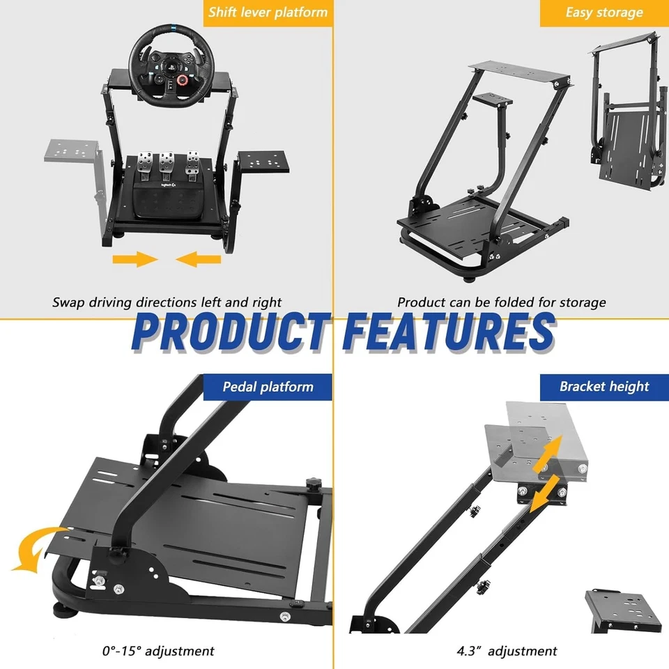 Soporte de rueda de carreras Minneer G29 apto para Logitech G920 Thrustmaster T80 T150 plegable Foto 2 de 4