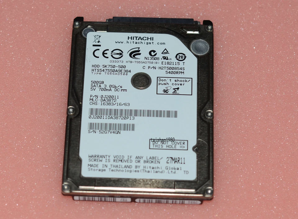 Hitachi HTS547550A9E384 500GB 5400RPM 2.5in Laptop SATA Hard Drive 5K750-500 - Image 4 of 4