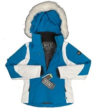 New $355 Nils Sasha Ski Jacket (parka)! 2 Blue & White Waterproof Faux Fur