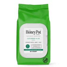 The Honey Pot Company Wipes Plant-Based Feminine Care Cucumber Aloe 30Ct