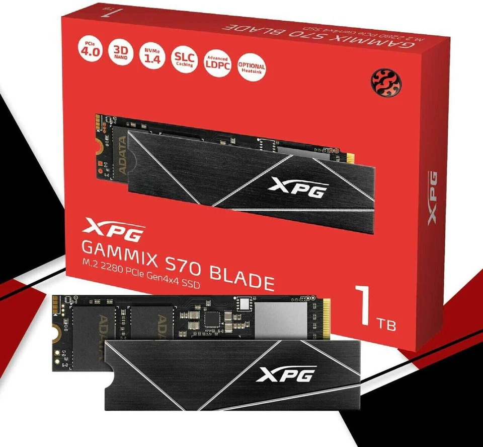 ADATA XMP Gammix S70 Blade 1TB SSD PCIe Gen4x4 M.2 2280 Solid State Drive - Image 3 of 4