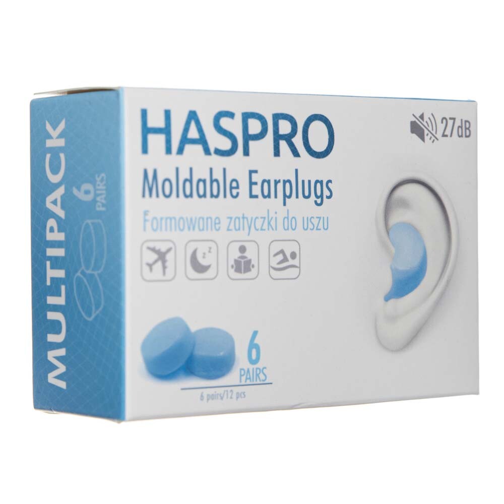 Haspro MOLD 6P Inserti auricolari sagomati Blu, 6 paia