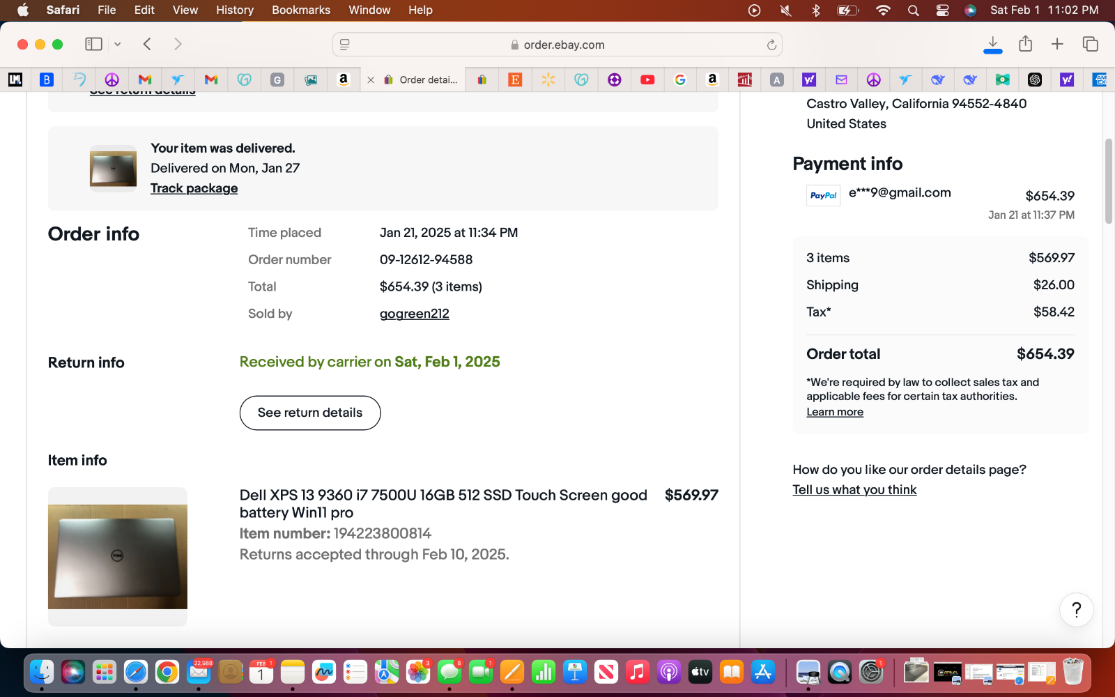 Dell XPS 13 9360  i7 7500U 16GB 512 SSD Touch Screen  good battery  Win11 pro