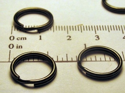 6 Key Rings 15mm Approx 5/8'' Split Ring Gun Metal Black Finish Steel Findings